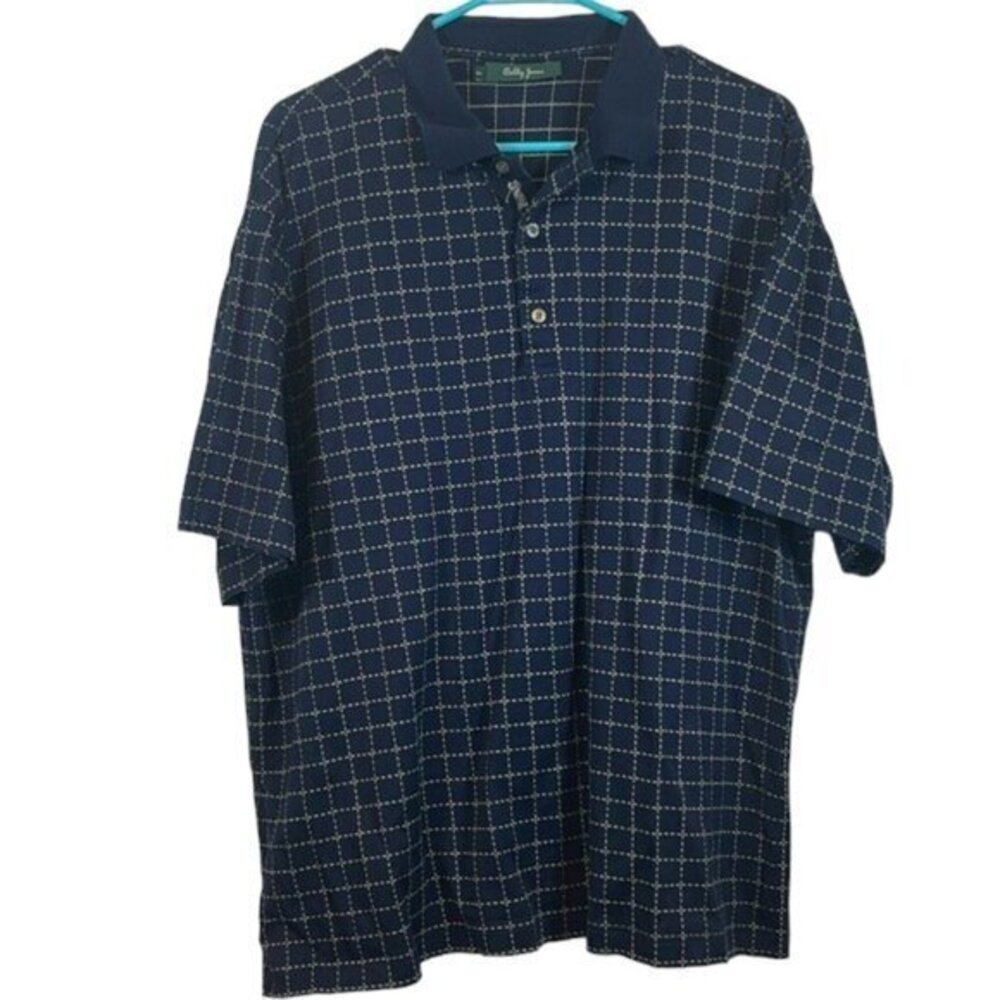 Men's Bobby Jones Golf Blue Square Classic Polo Pullover Shirt Size XL EUC #6914